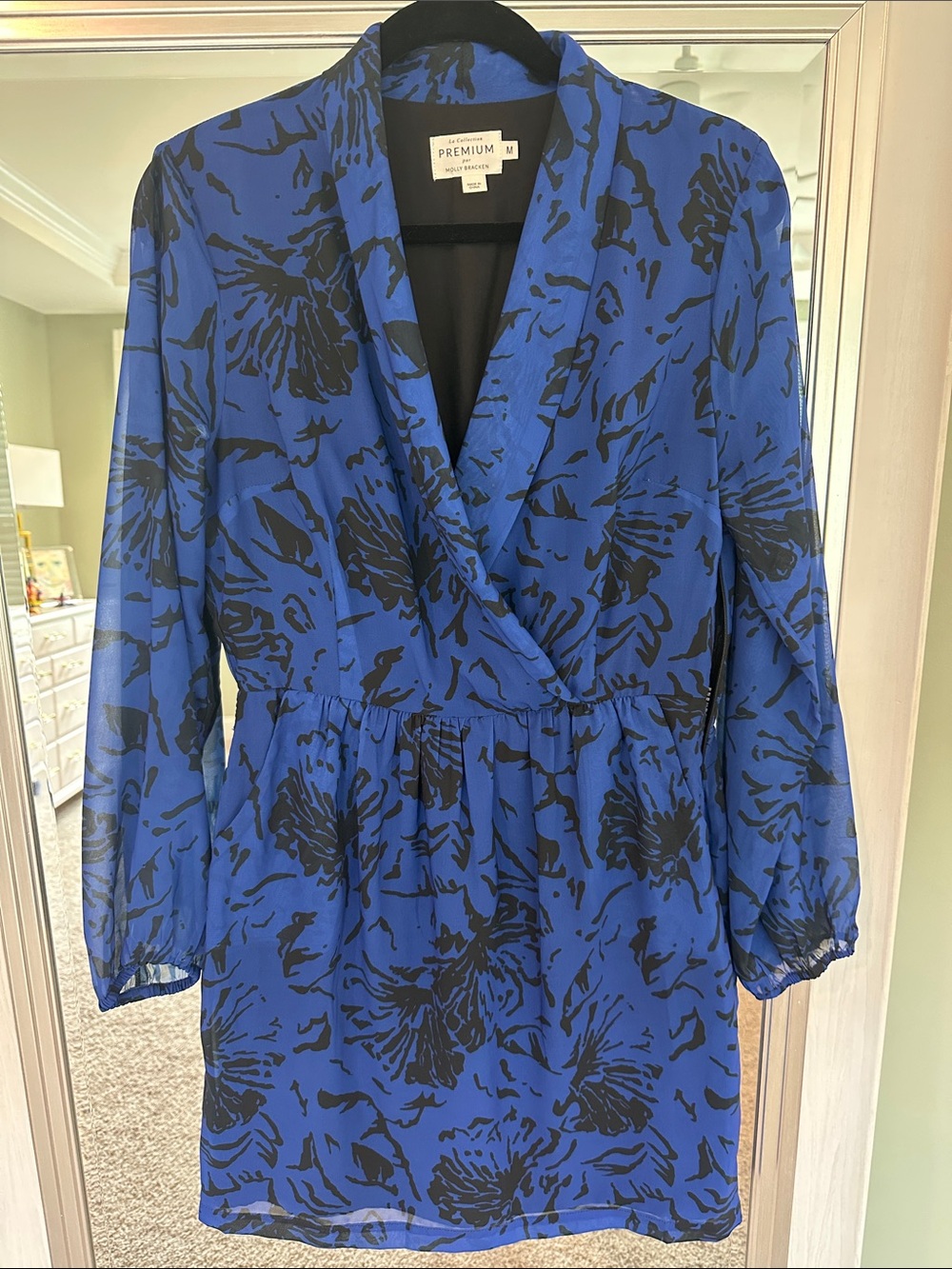 Molly Bracken Royal Blue & Black Floral Dress